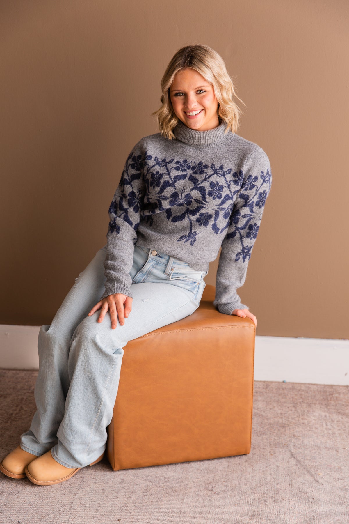 Provence Floral Jacquard Sweater