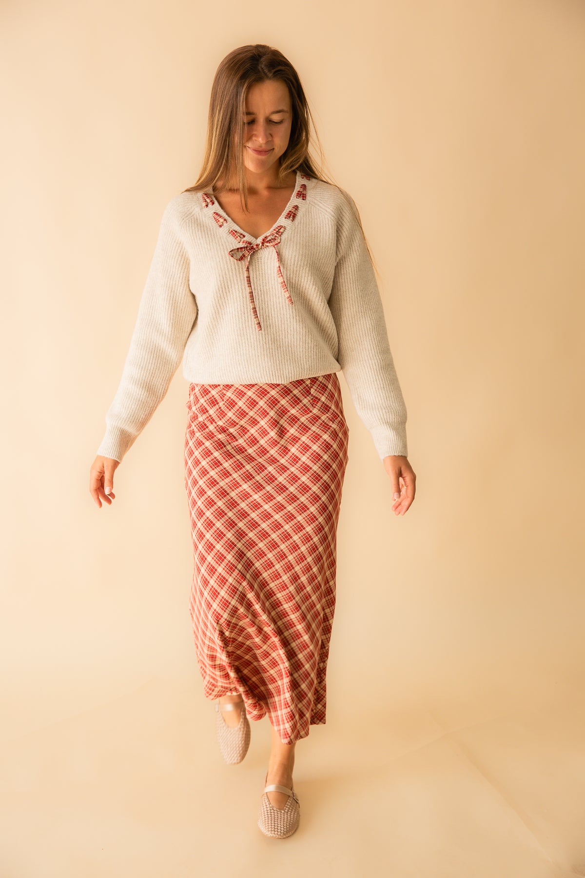 The Hostess Plaid Midi Skirt