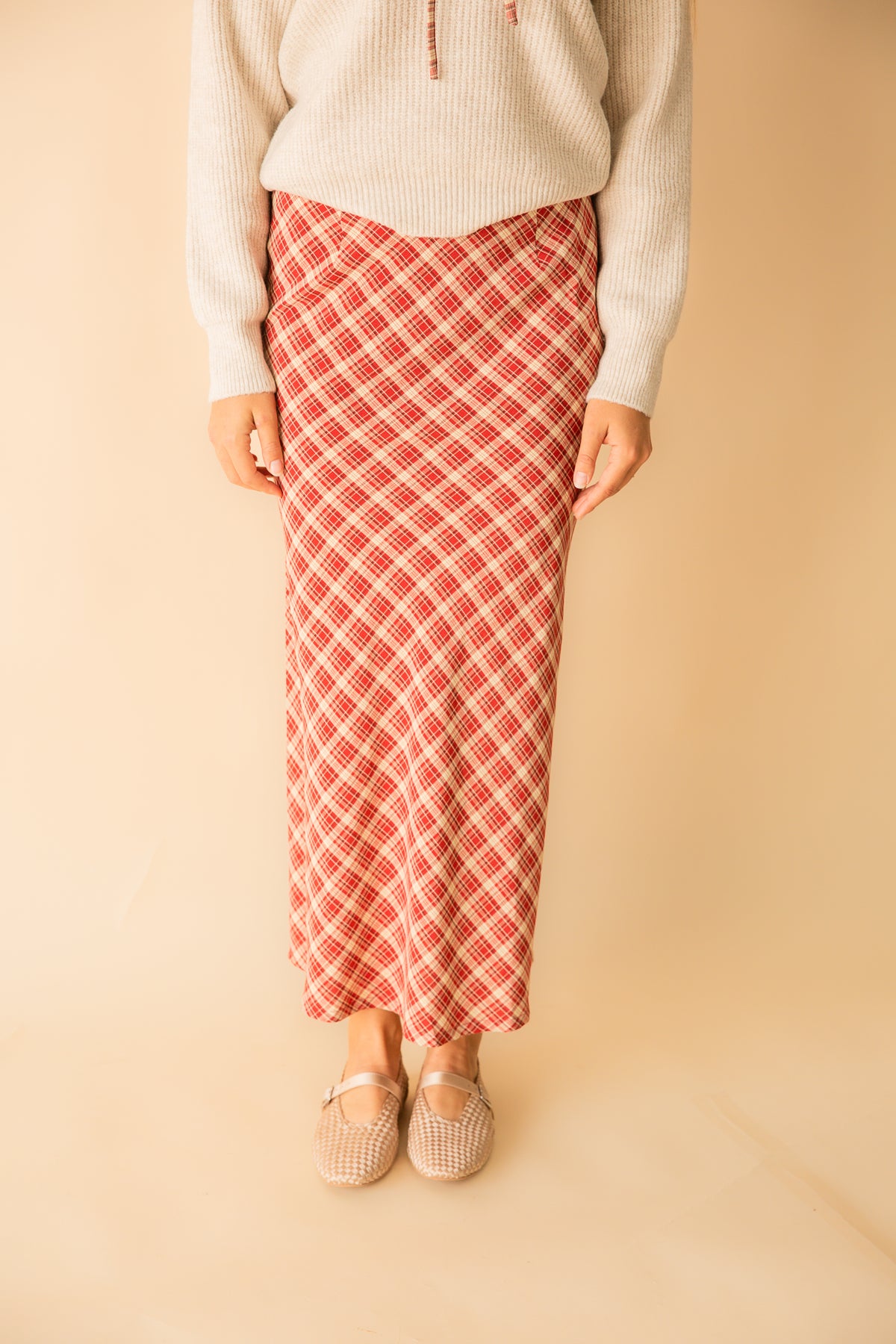 The Hostess Plaid Midi Skirt