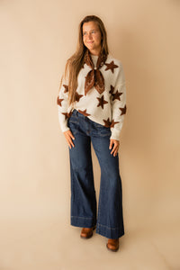 Oversized Star Pattern Knit Sweater