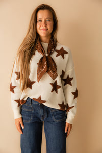 Oversized Star Pattern Knit Sweater