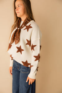 Oversized Star Pattern Knit Sweater