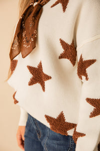 Oversized Star Pattern Knit Sweater