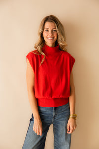 Mock Neck Sleeveless Knit Top