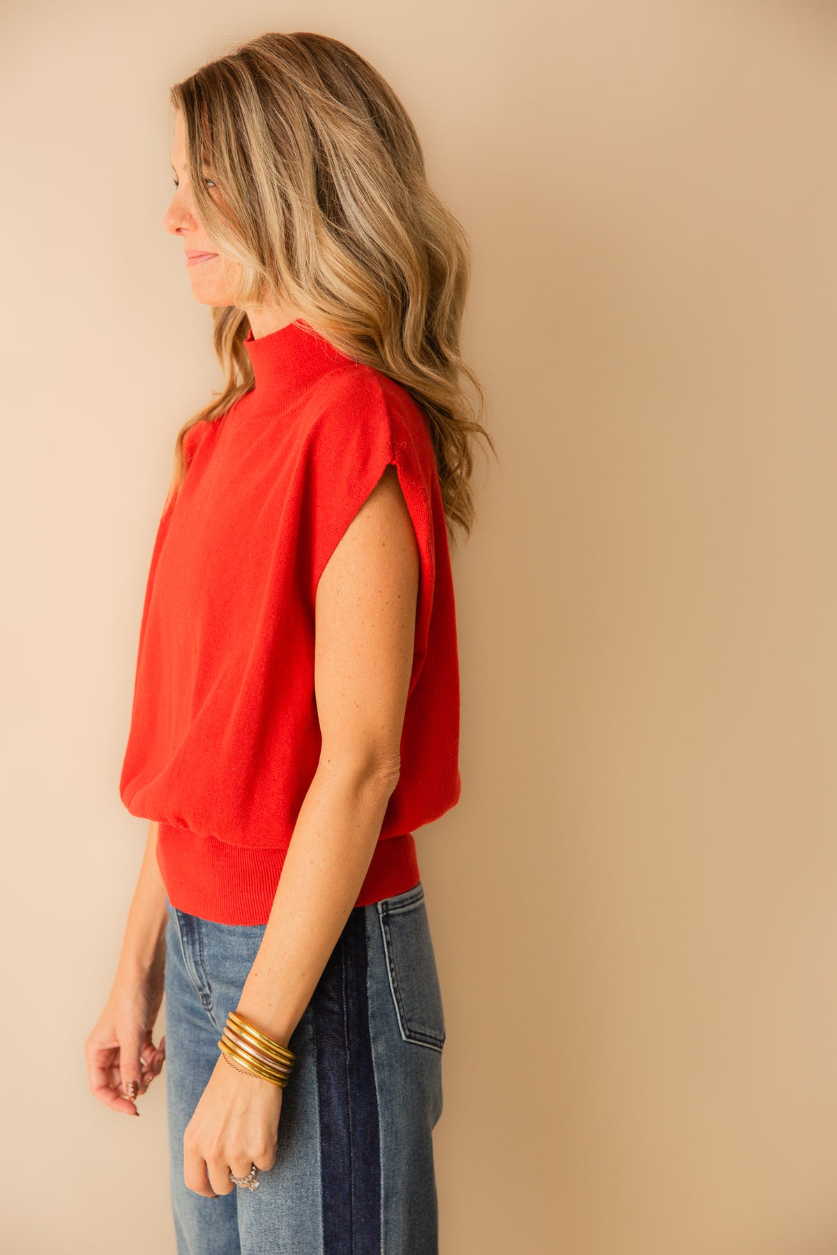 Mock Neck Sleeveless Knit Top