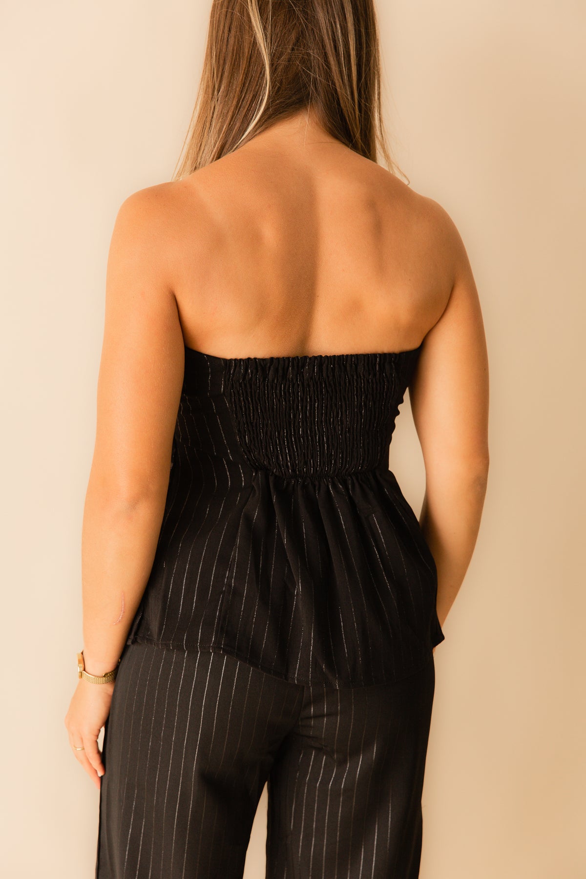 Gilded Evening Pinstripe Tube Top
