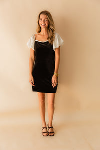 Velvet Hour Puff Sleeve Mini Dress
