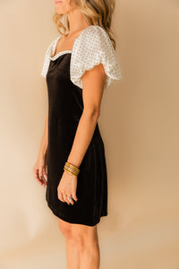 Velvet Hour Puff Sleeve Mini Dress