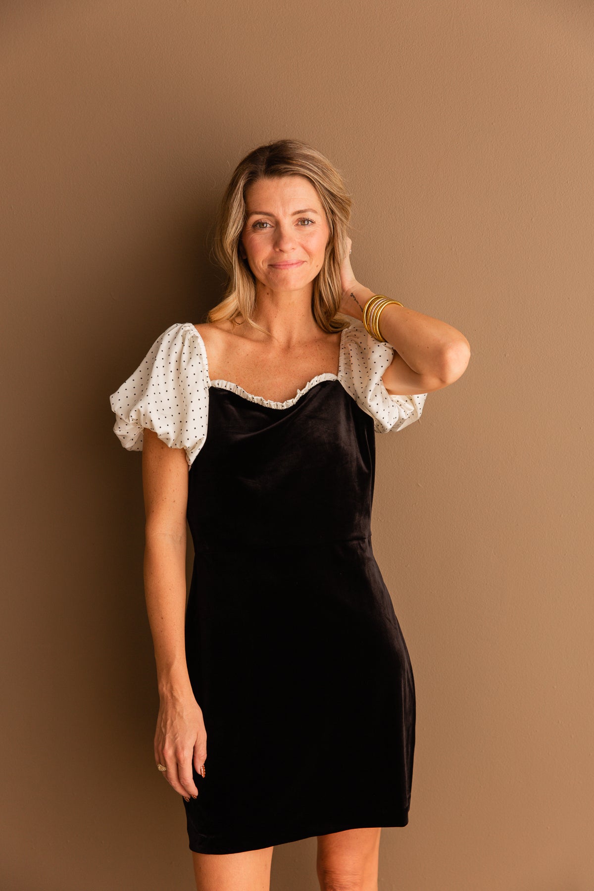 Velvet Hour Puff Sleeve Mini Dress