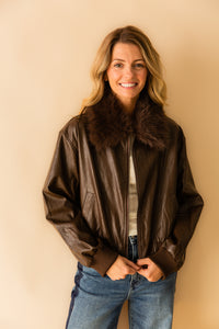 Confession Faux Leather Bomber