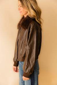 Confession Faux Leather Bomber