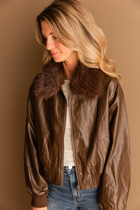 Confession Faux Leather Bomber