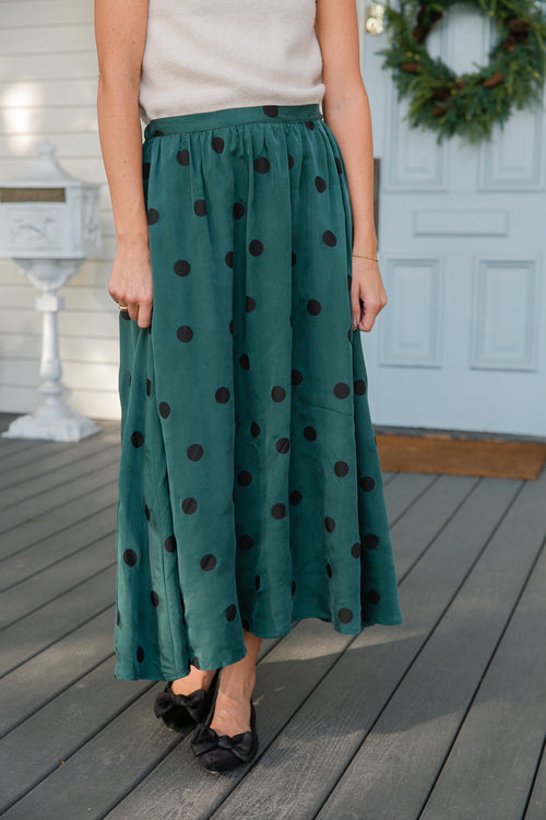 Centerpiece Polka Dot Midi Skirt