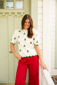 Tree Farm Scallop Sweater