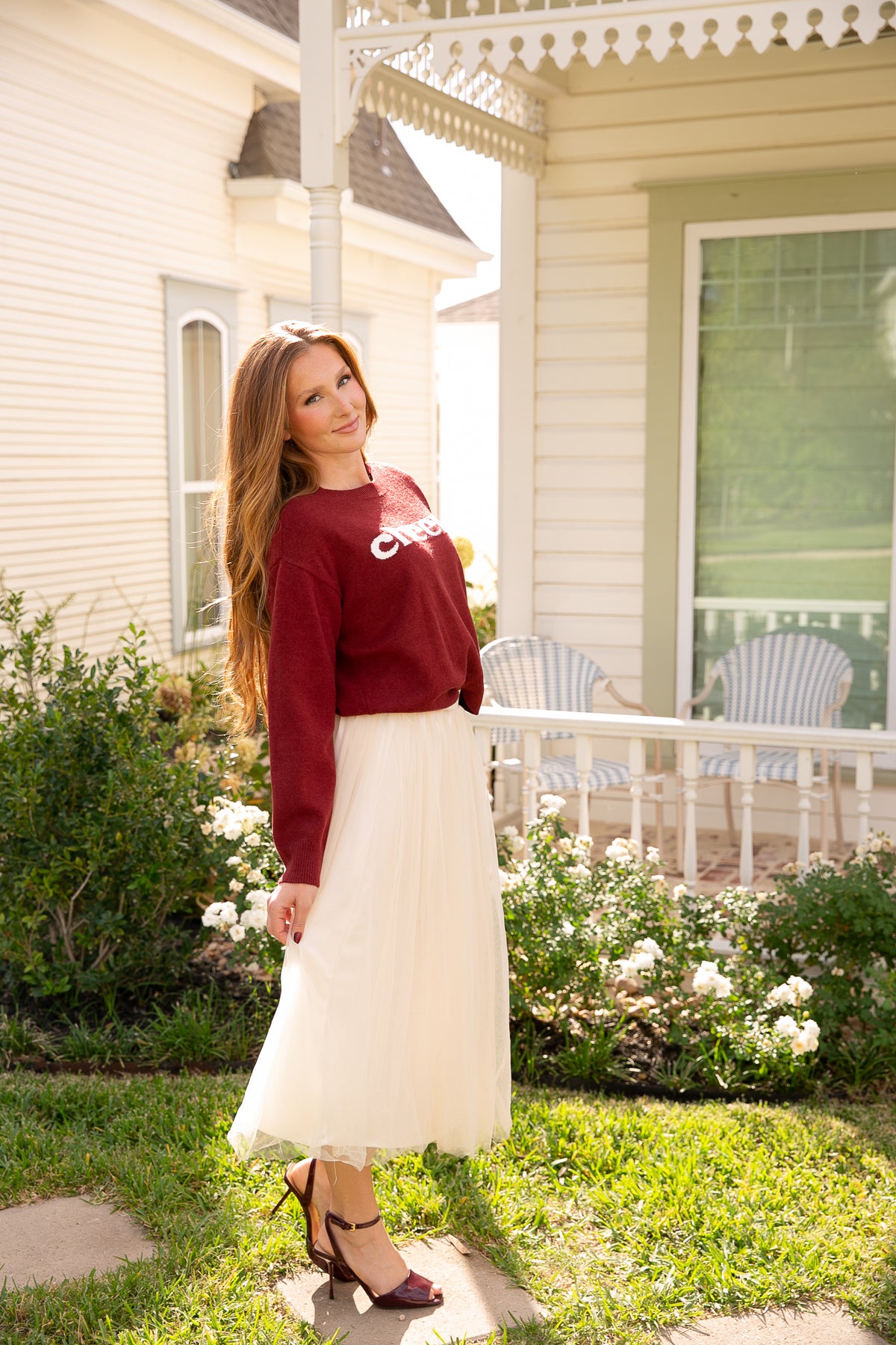 Invitation Tulle Midi Skirt