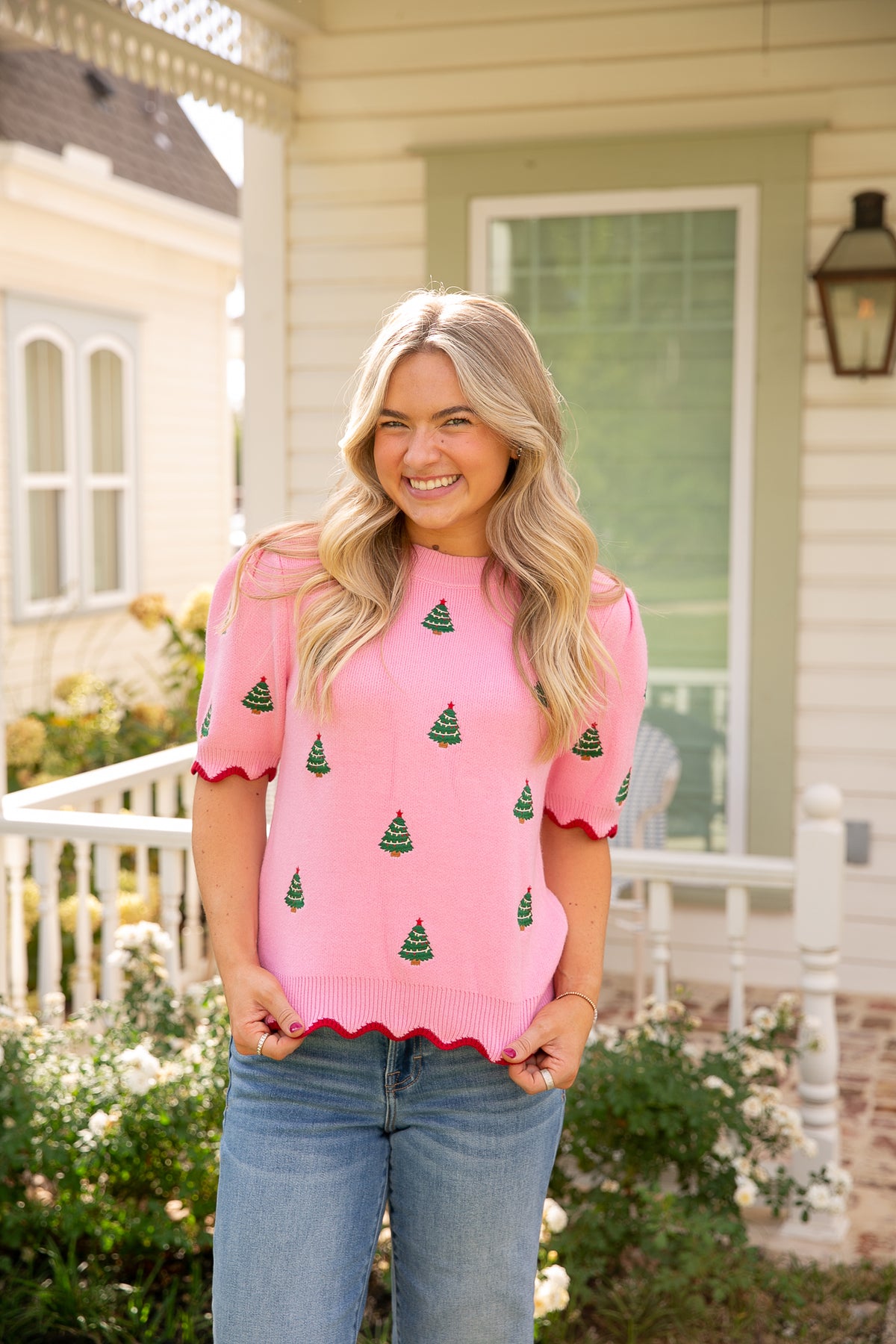 Tree Farm Scallop Sweater