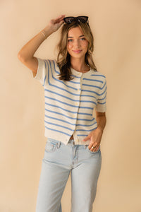 Thea Stripe SS Cardigan