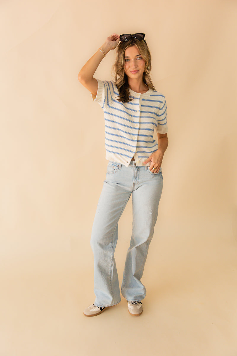Thea Stripe SS Cardigan