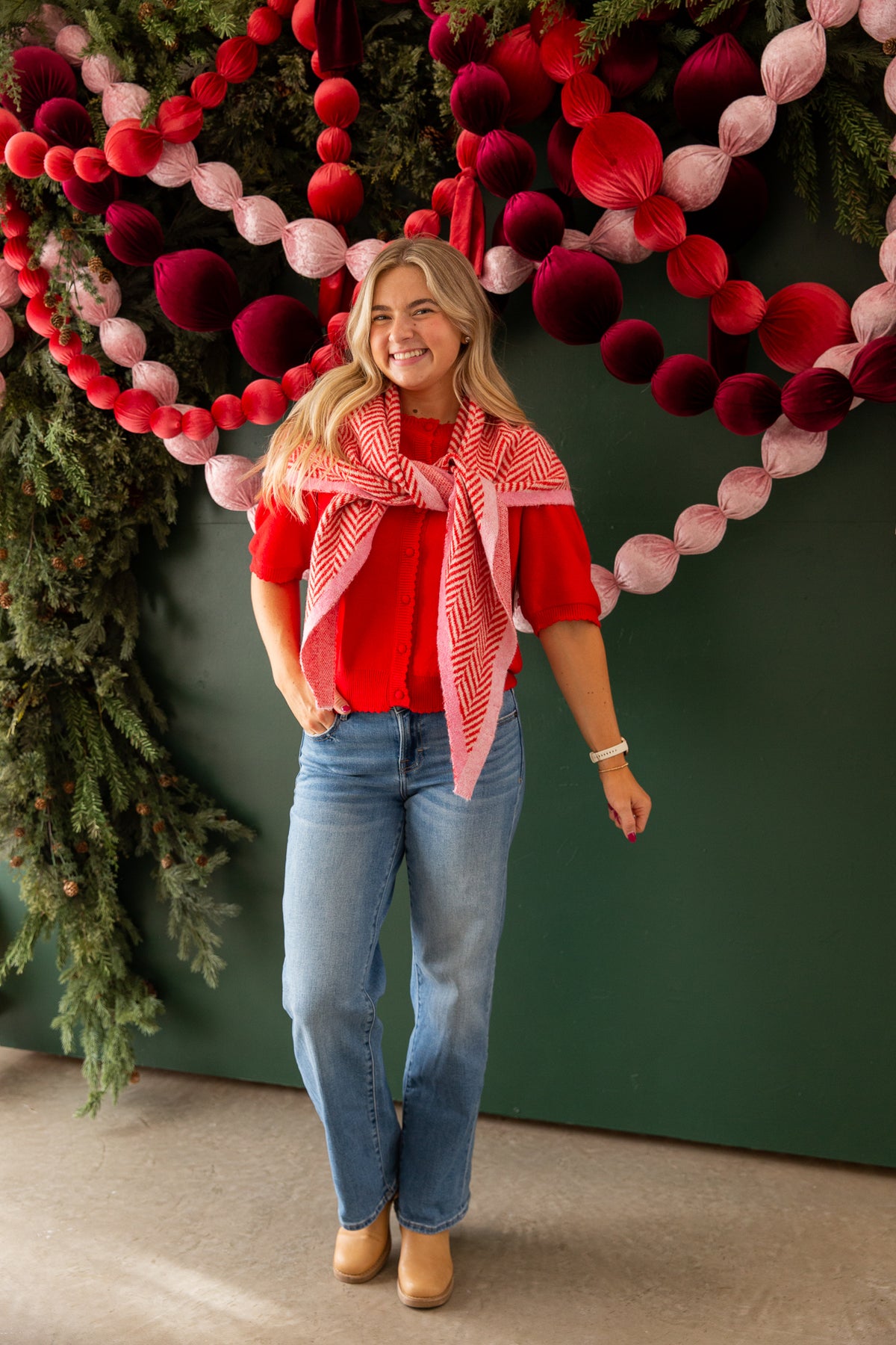 Ziggy Triangle Scarf, Red