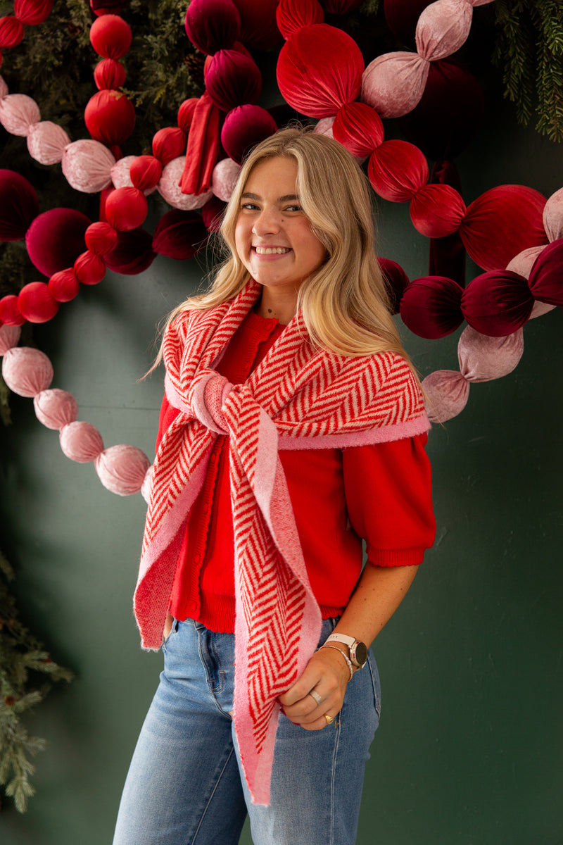 Ziggy Triangle Scarf, Red