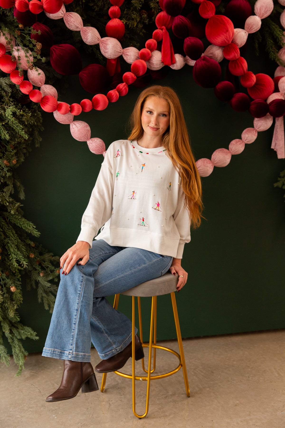 Skiers w/ Pearls Relaxed Sweatshirt