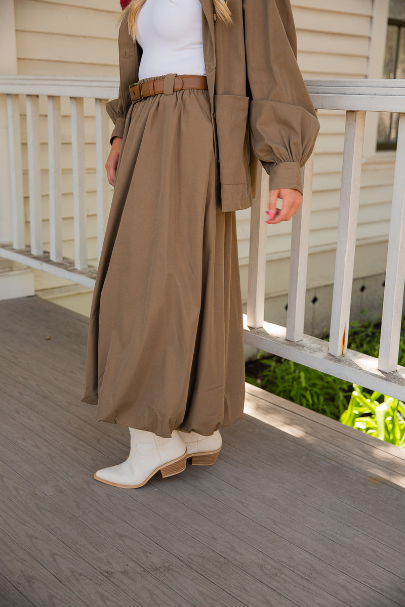 Village Belted Midi Skirt