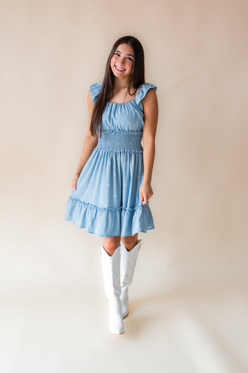 Raleigh Star Print Tencel Mini Dress