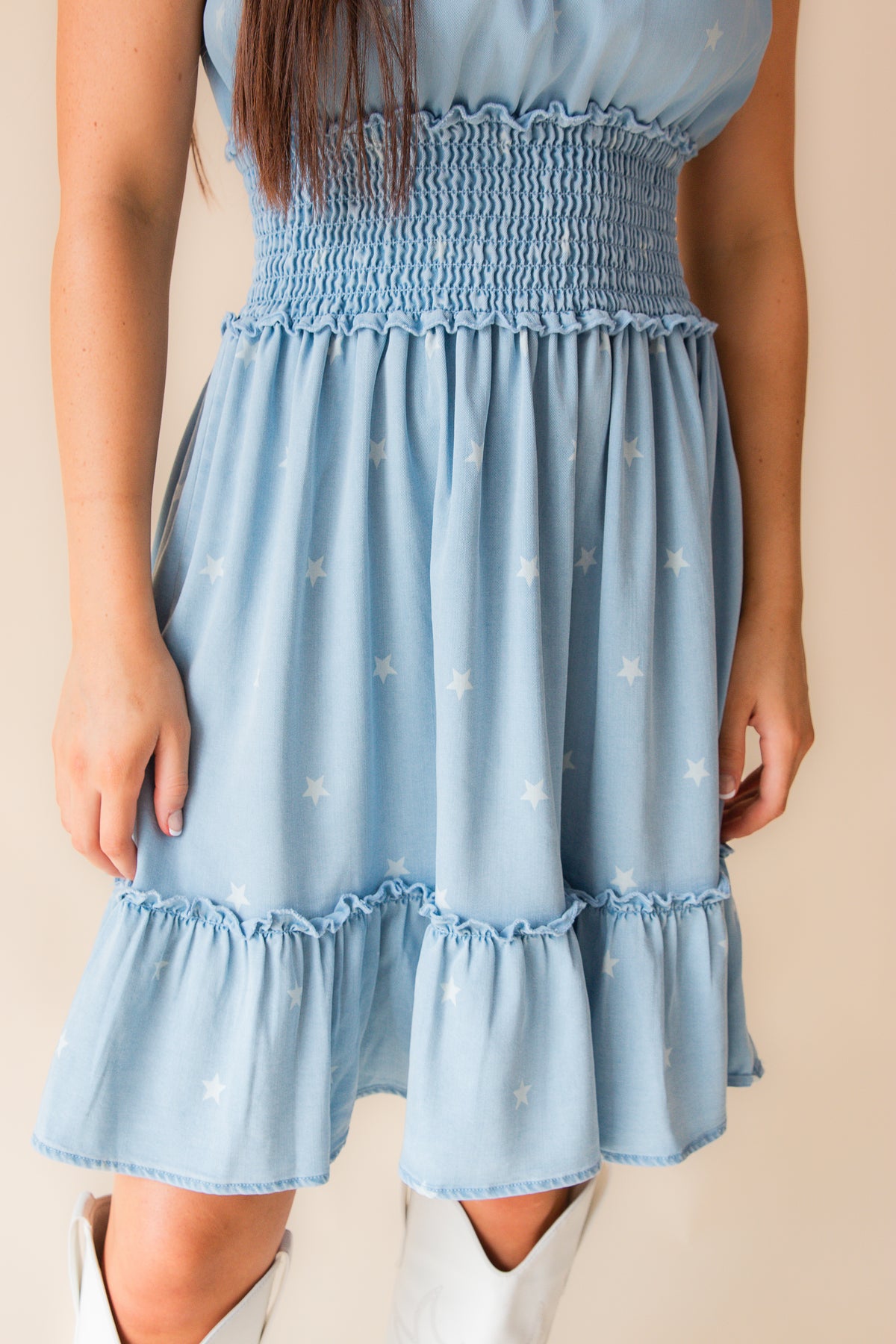 Raleigh Star Print Tencel Mini Dress