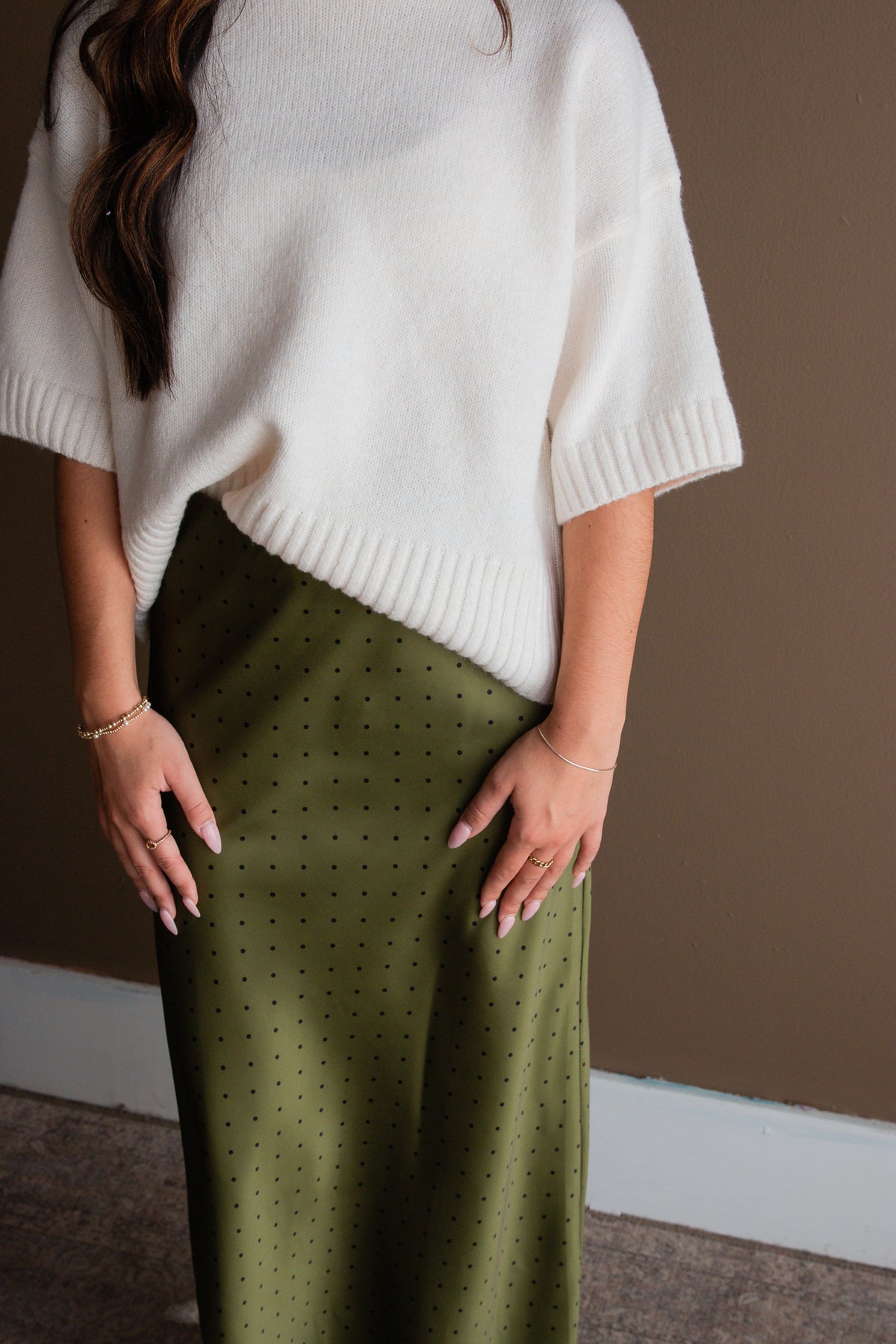 On the Dot Satin Skirt
