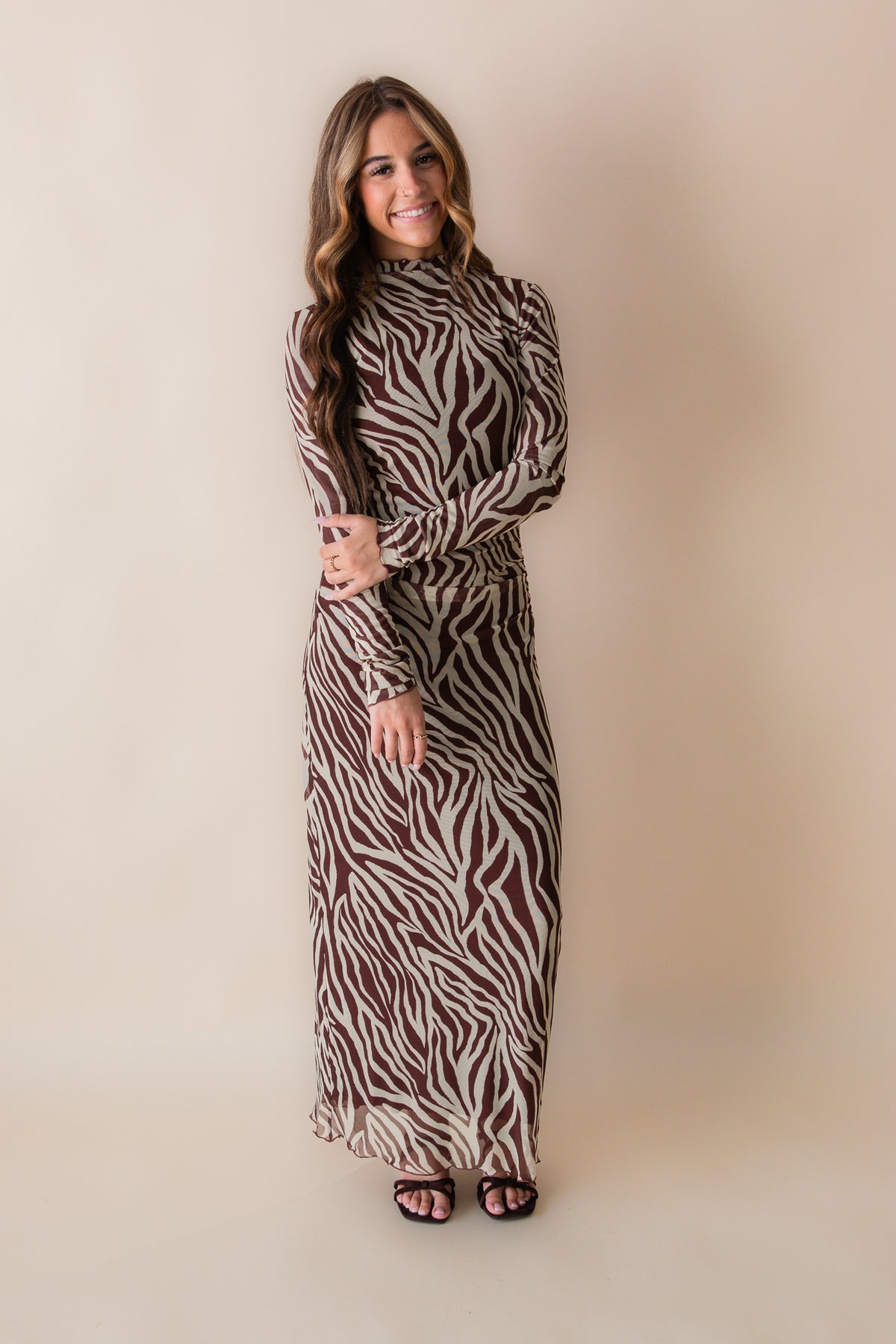 Sevilla Zebra Mesh Midi Dress
