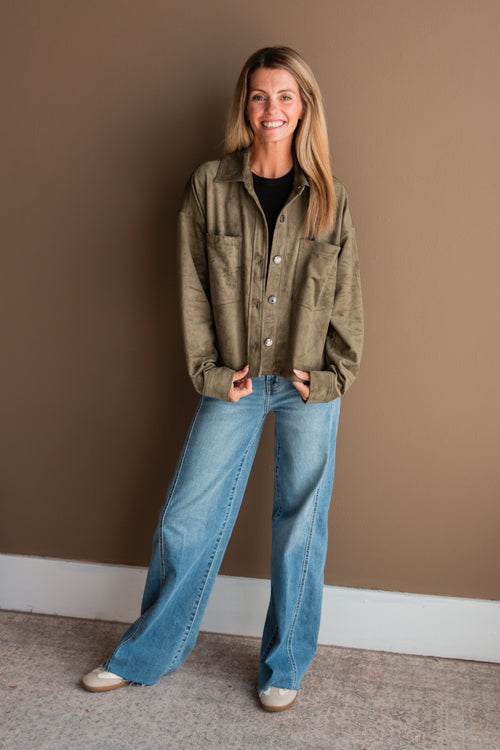 All Day Cropped Suede Jacket