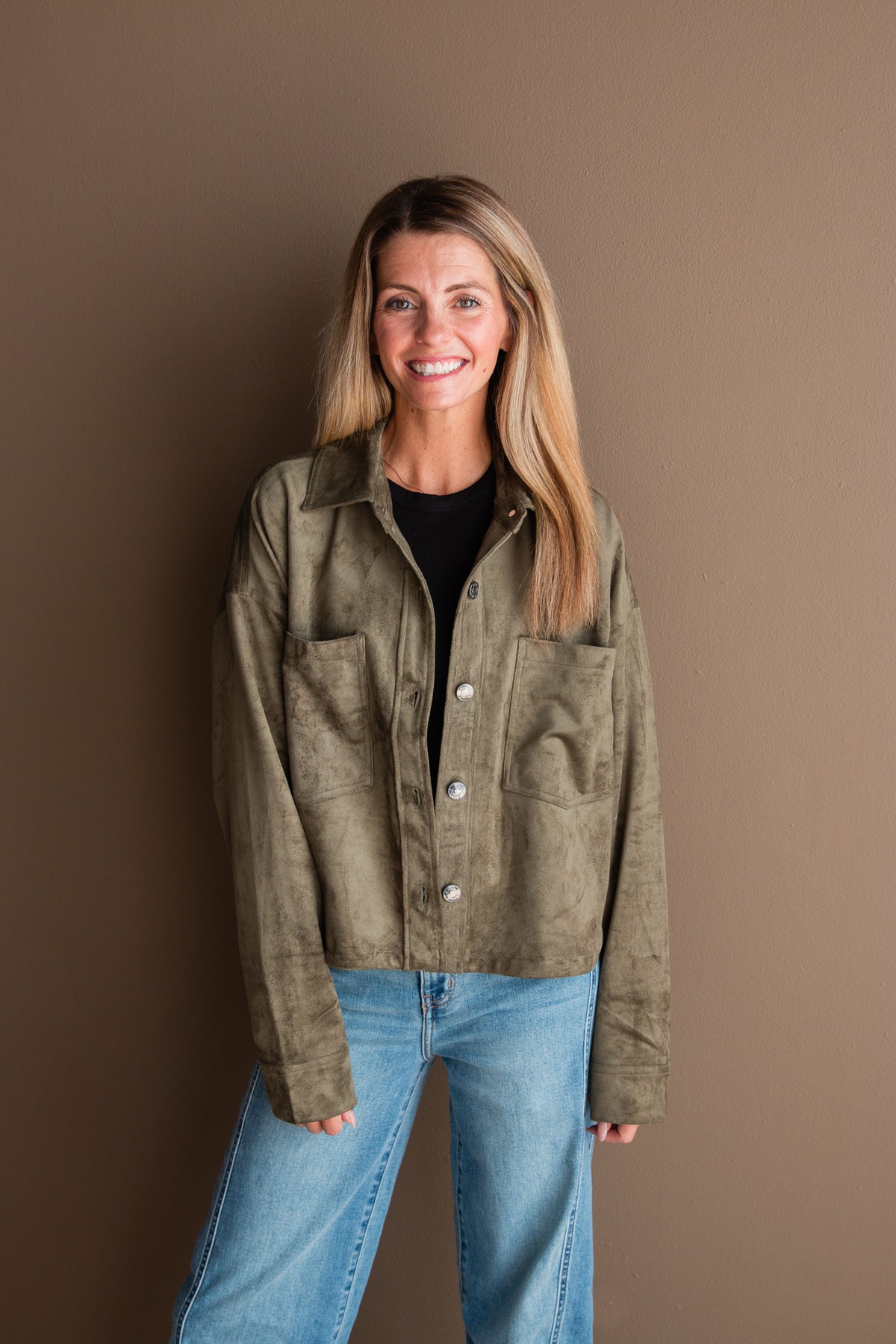 All Day Cropped Suede Jacket