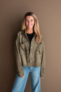 All Day Cropped Suede Jacket