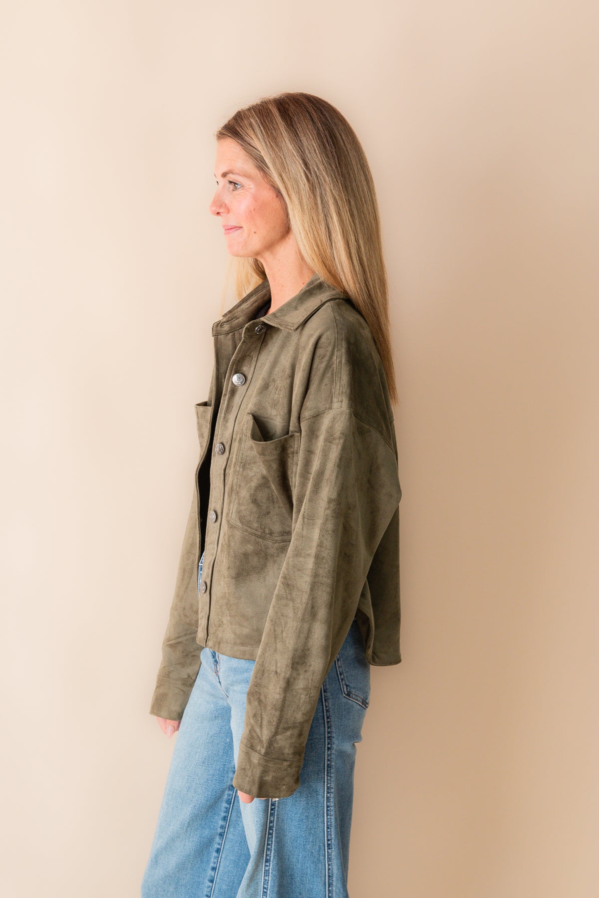 All Day Cropped Suede Jacket