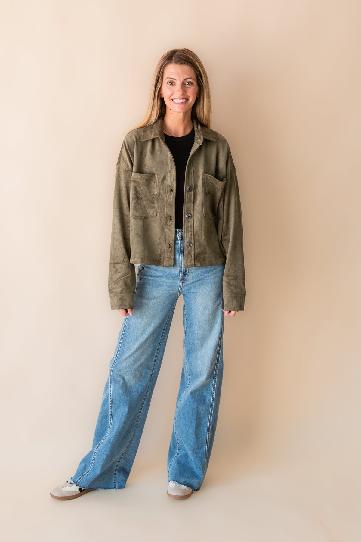 All Day Cropped Suede Jacket