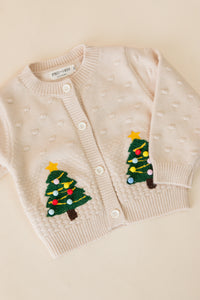 Christmas Tree Button Front Cardigan