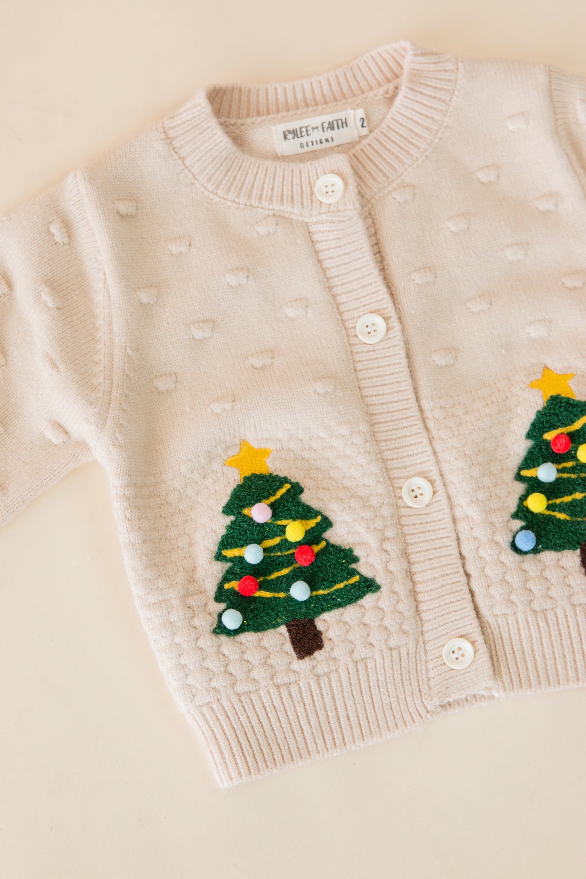 Christmas Tree Button Front Cardigan