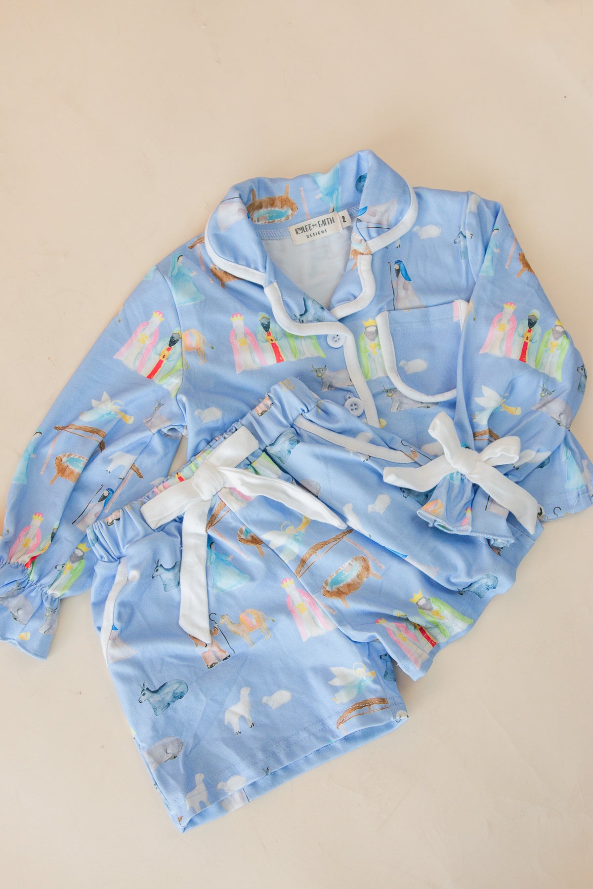 Nativity Pattern Girls Pajama Set