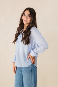 Nadia Tencel Blend Sheer Button Up