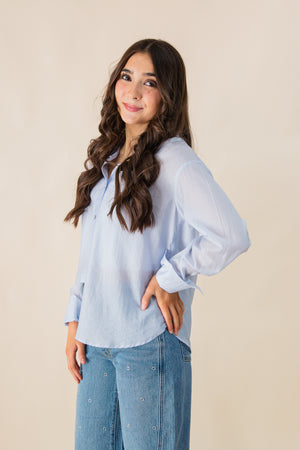 Nadia Tencel Blend Sheer Button Up