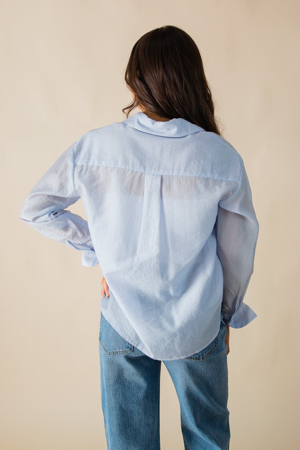 Nadia Tencel Blend Sheer Button Up