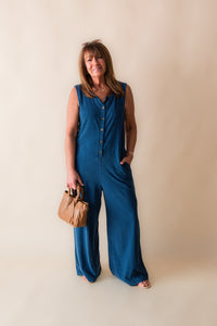 Fiona Jersey Denim Jumpsuit