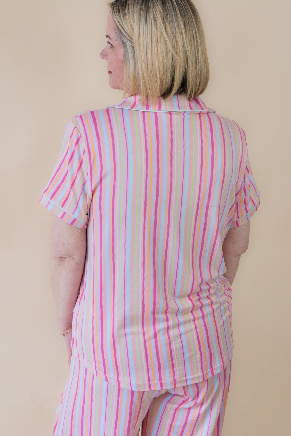 Addie Stripe SS Button Sleep Shirt