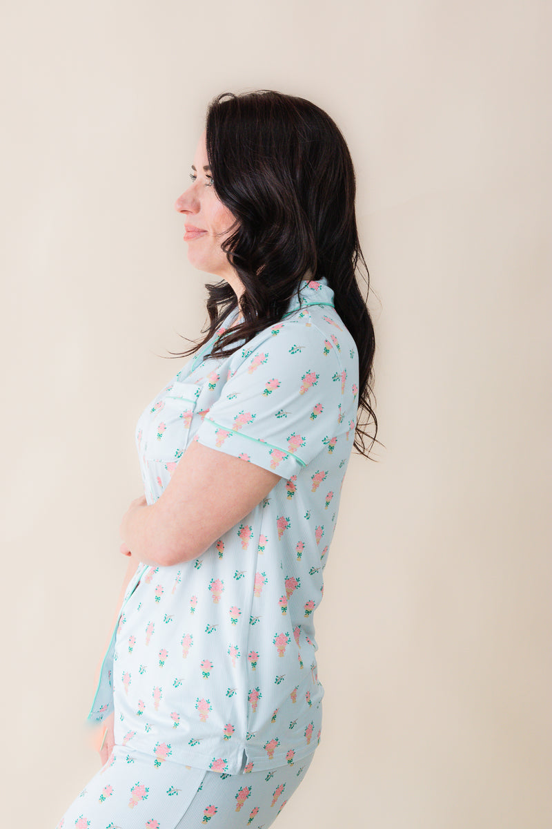Love Blooms Here SS Button Sleep Shirt