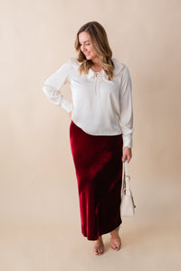 Twilight Spell Stretch Velvet Midi Skirt