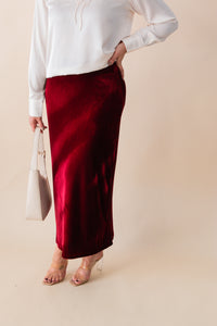 Twilight Spell Stretch Velvet Midi Skirt