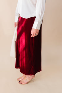Twilight Spell Stretch Velvet Midi Skirt