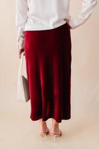 Twilight Spell Stretch Velvet Midi Skirt