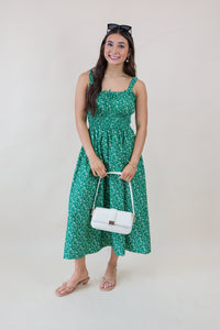 Sun Escape Shirred Waist Midi Dress