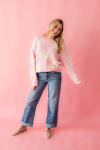 Flower Mama Pearl Embellished Sweater